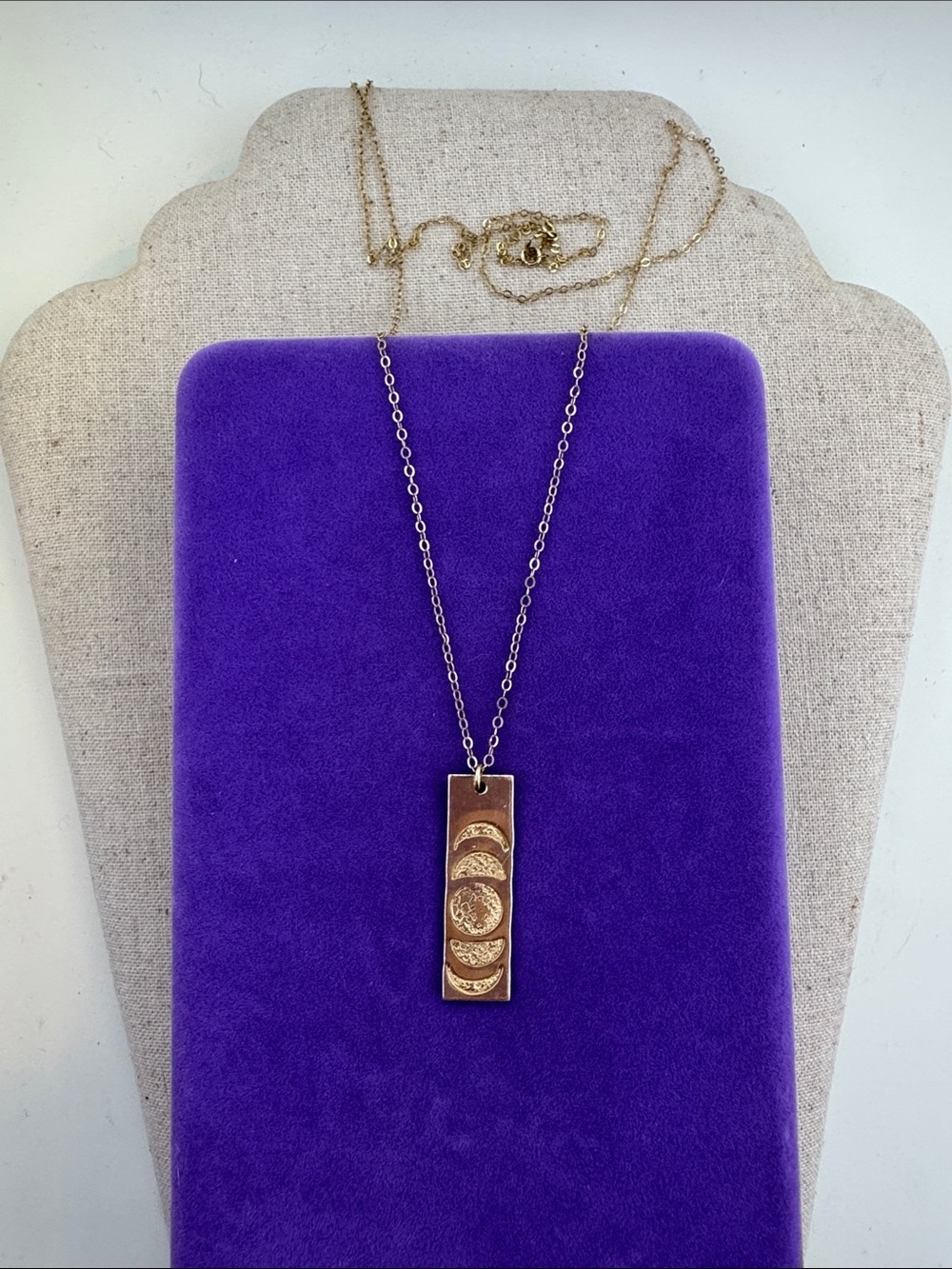 💛 Classic 14k Gold Filled Moon Phase Bar Necklace | Extra Long Chain